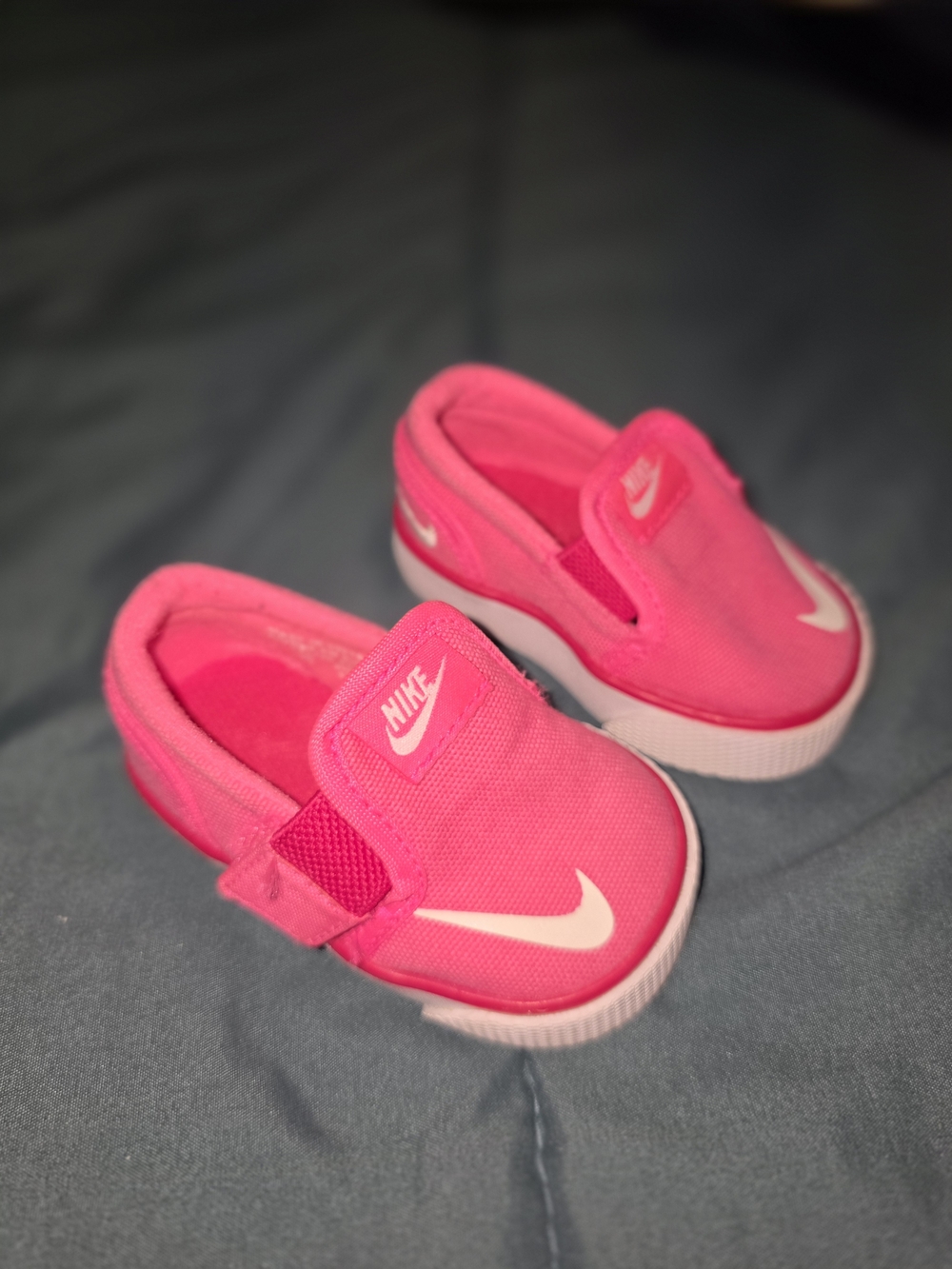 Nike Kids Slip-On Sneakers - Hot Pink with White Swoosh